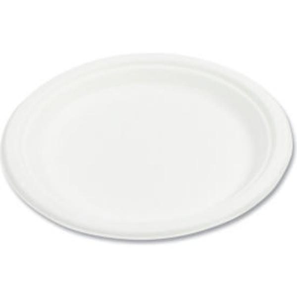 Picture of United Stationers Supply B3130483 Boardwalk Bagasse PFAS-Free Dinnerware - Plate - 9 in. - White