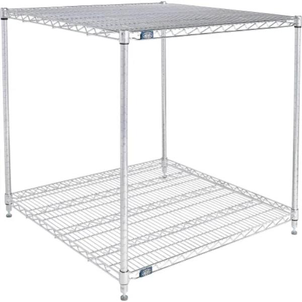 Global Industrial 30363C2 Nexel 2 Shelf Chrome Wire Shelving Unit Starter, Chrome - 36 x 30 x 34 in.