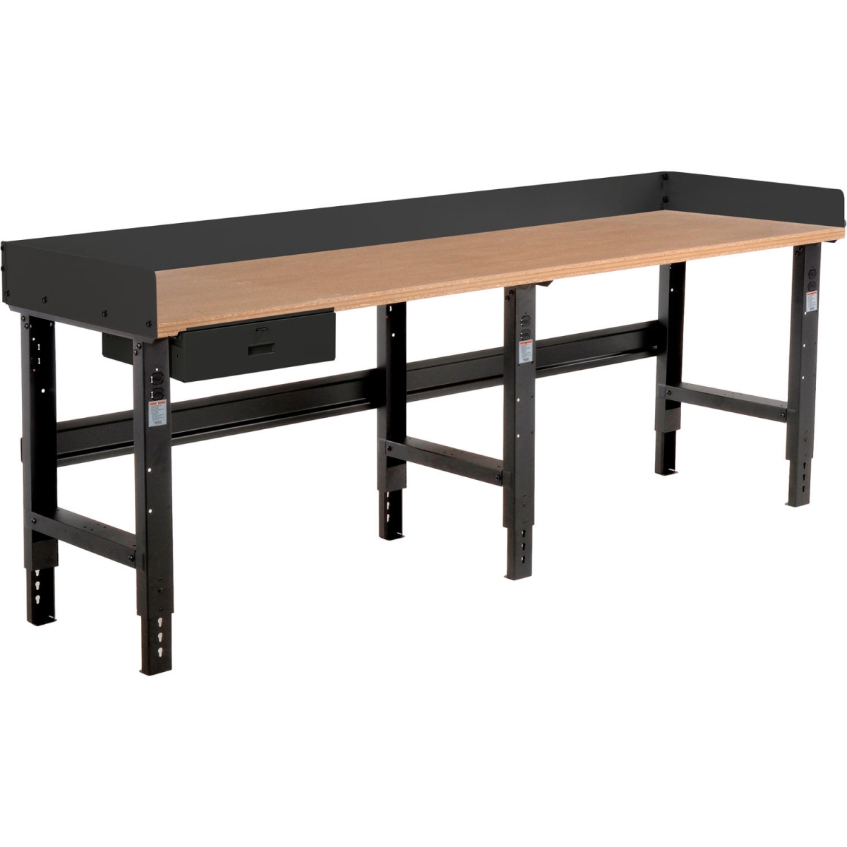 Global Industrial 318747ABK 96 x 36 in. Adjustable Height Workbench with Drawer, Shop Top Square Edge Top - Black
