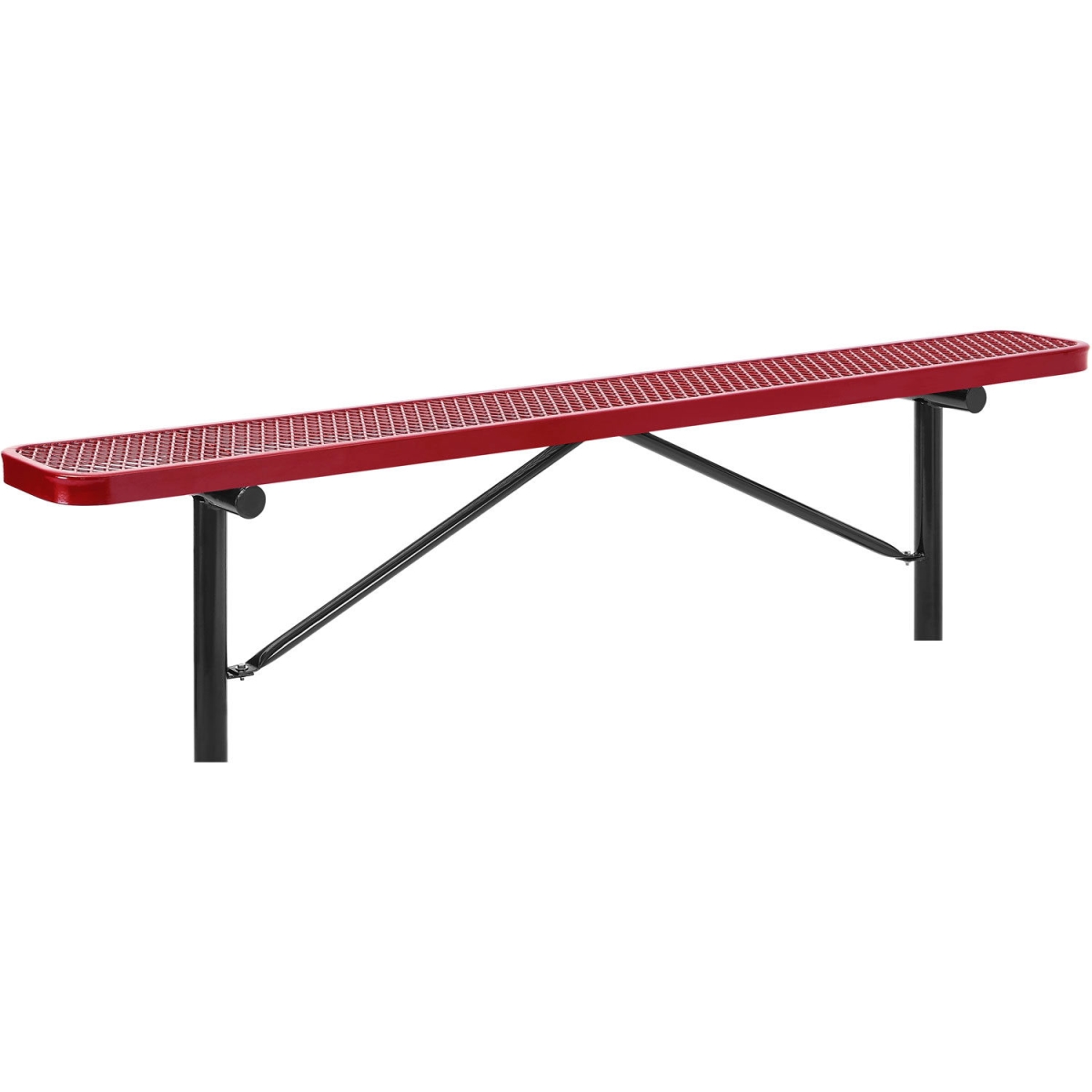 Outdoor Steel Flat Bench - Red - 8 ft. - In Ground Mount - Durable Thermoplastic Finish