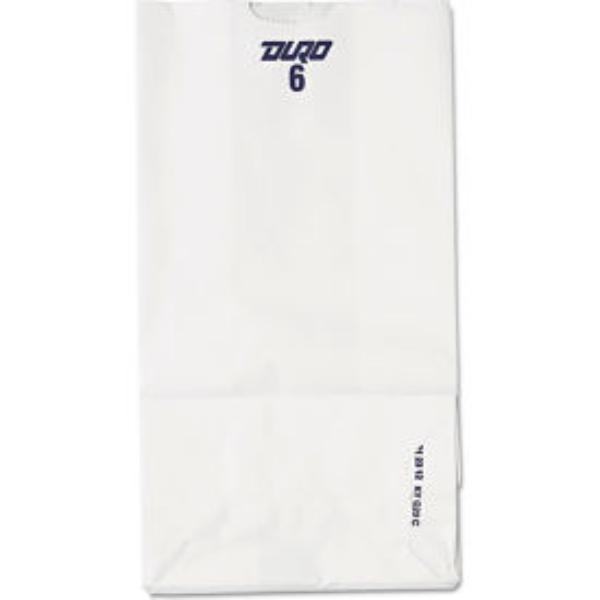 Picture of United Stationers Supply B567427 Duro Bag Paper Grocery Bags - No. 6 - 6 x 3.625 x 11.17 in. - White - Pack of 500