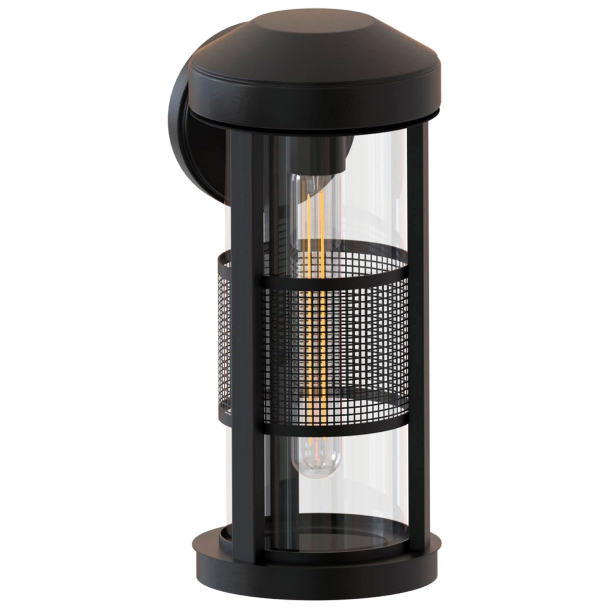 B3166989 Ambiate Erma Lantern Style Outdoor Wall Sconce Light Fixture - E26 Medium Base - 40W - Black