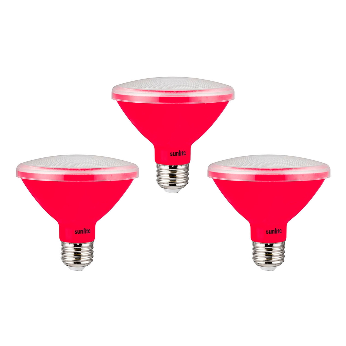 B3167009 Sunlite LED PAR30 Short Neck Colored Recessed Light Bulb - E26 Base - 8W - Red - Pack of 3