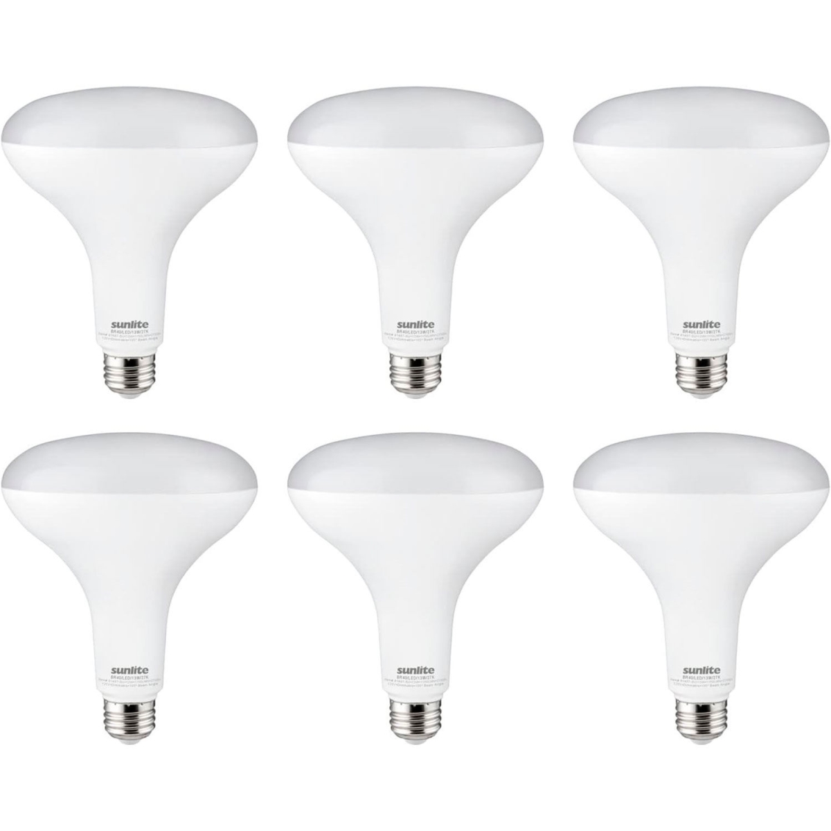 B3167018 Sunlite LED BR40 Reflector Light Bulb - E26 Base - 13W - 1150 Lumens - 27K - Soft White - Pack of 6 -  Sunshine Lighting