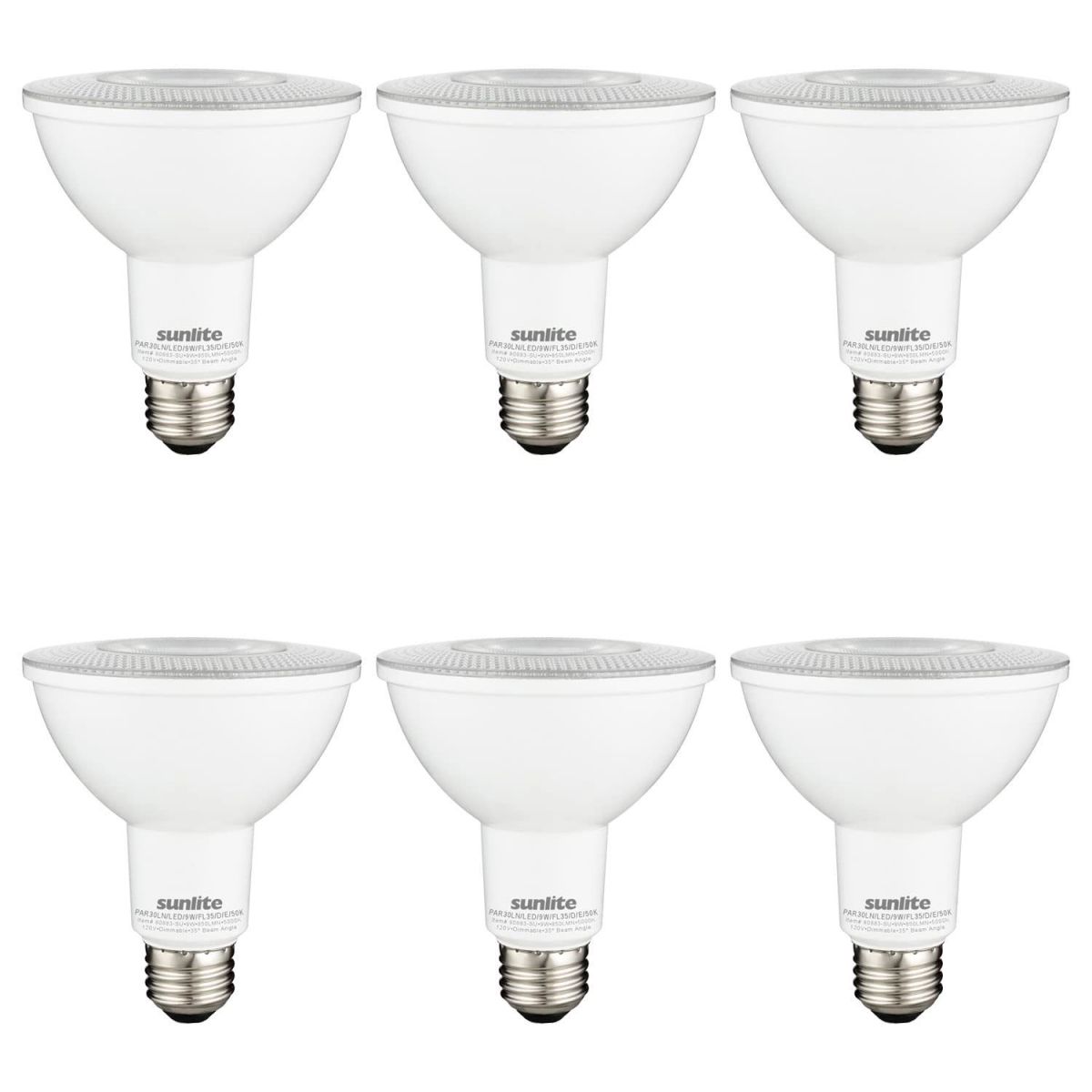 B3167071 Sunlite LED PAR30 Recessed Light Bulb - E26 Base - 9W - 850 Lumens - 5000K - Daylight - Pack of 6