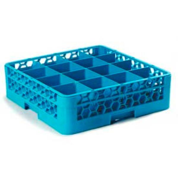 B637565 RG16-114 - Optic lean 16-Compartment Glass Rack with 1 Extender - Carlisle Blue