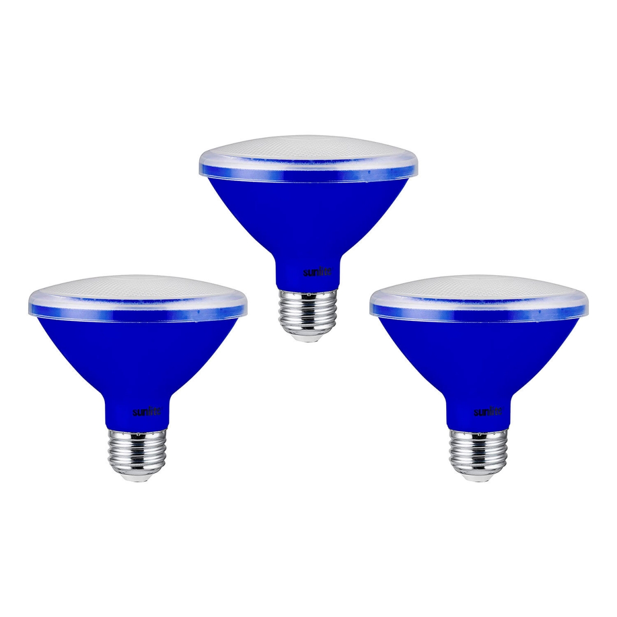 B3167010 Sunlite LED PAR30 Short Neck Colored Recessed Light Bulb - E26 Base - 8W - Blue - Pack of 3