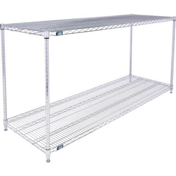 Global Industrial 24723C2 Nexel 2 Shelf Chrome Wire Shelving Unit Starter, Chrome - 72 x 24 x 34 in.