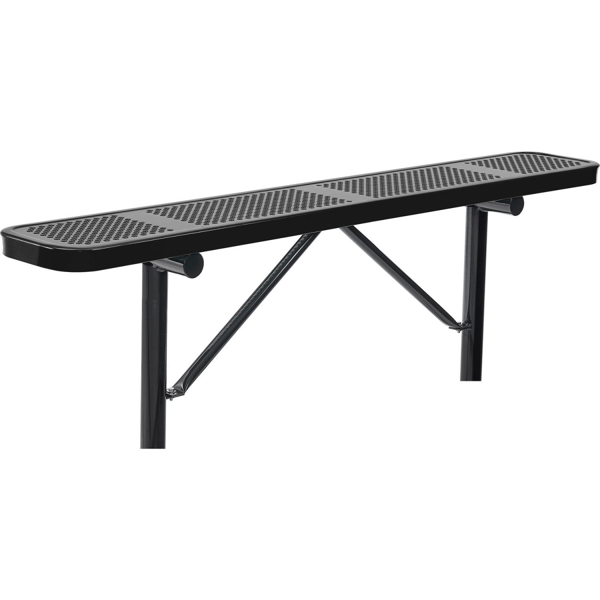 Outdoor Steel Flat Bench - Black - 6 ft. - In Ground Mount - Durable Finish