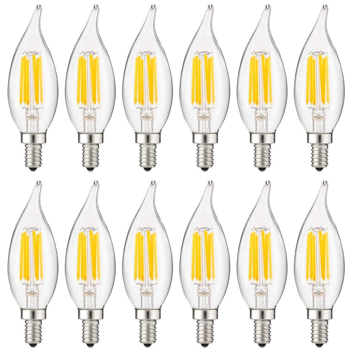 B3166885 Sunlite LED CA11 Chandelier Light Bulb - E12 Base - 5W - 600 Lumens - 40K - Cool White - Pack of 12