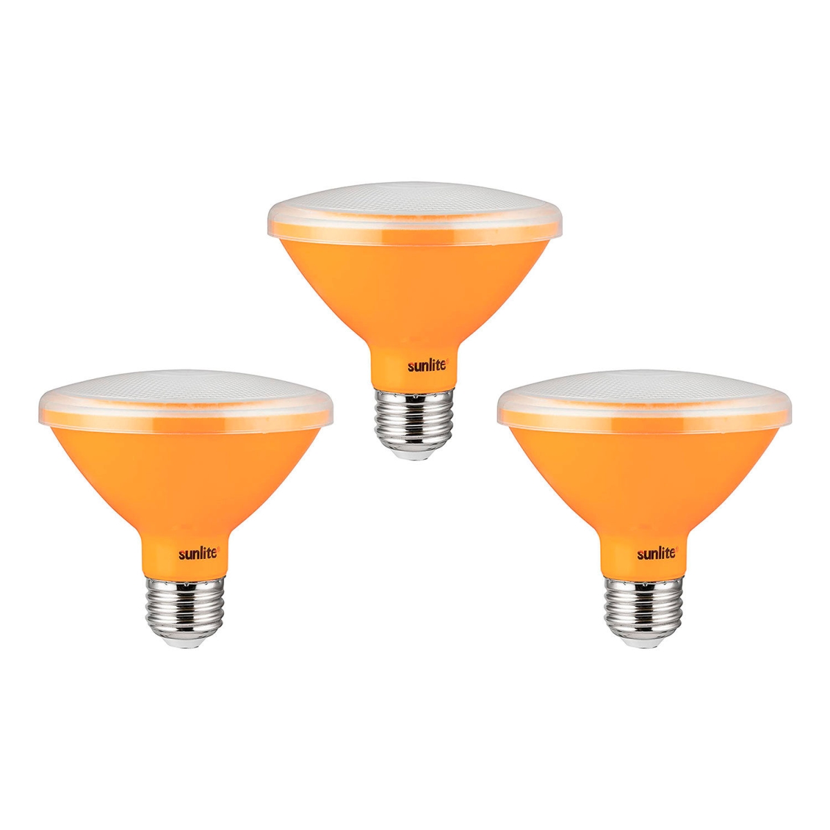 B3167002 Sunlite LED PAR30 Short Neck Colored Recessed Light Bulb - E26 Base - 8W - Amber - Pack of 3
