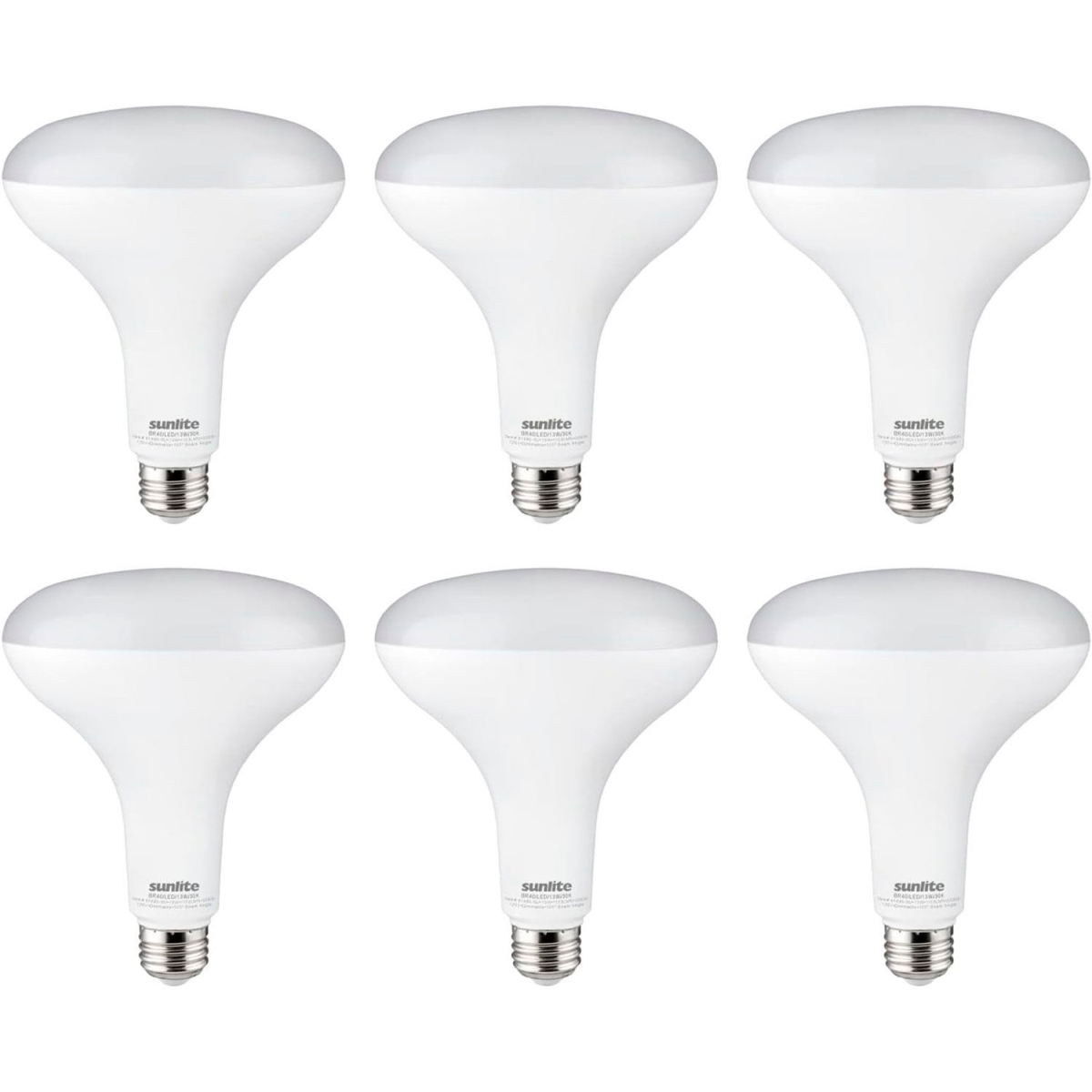 B3167085 Sunlite LED BR40 Reflector Light Bulb - E26 Base - 13W - 1150 Lumens - 30K - Warm White - Pack of 6 -  Sunshine Lighting
