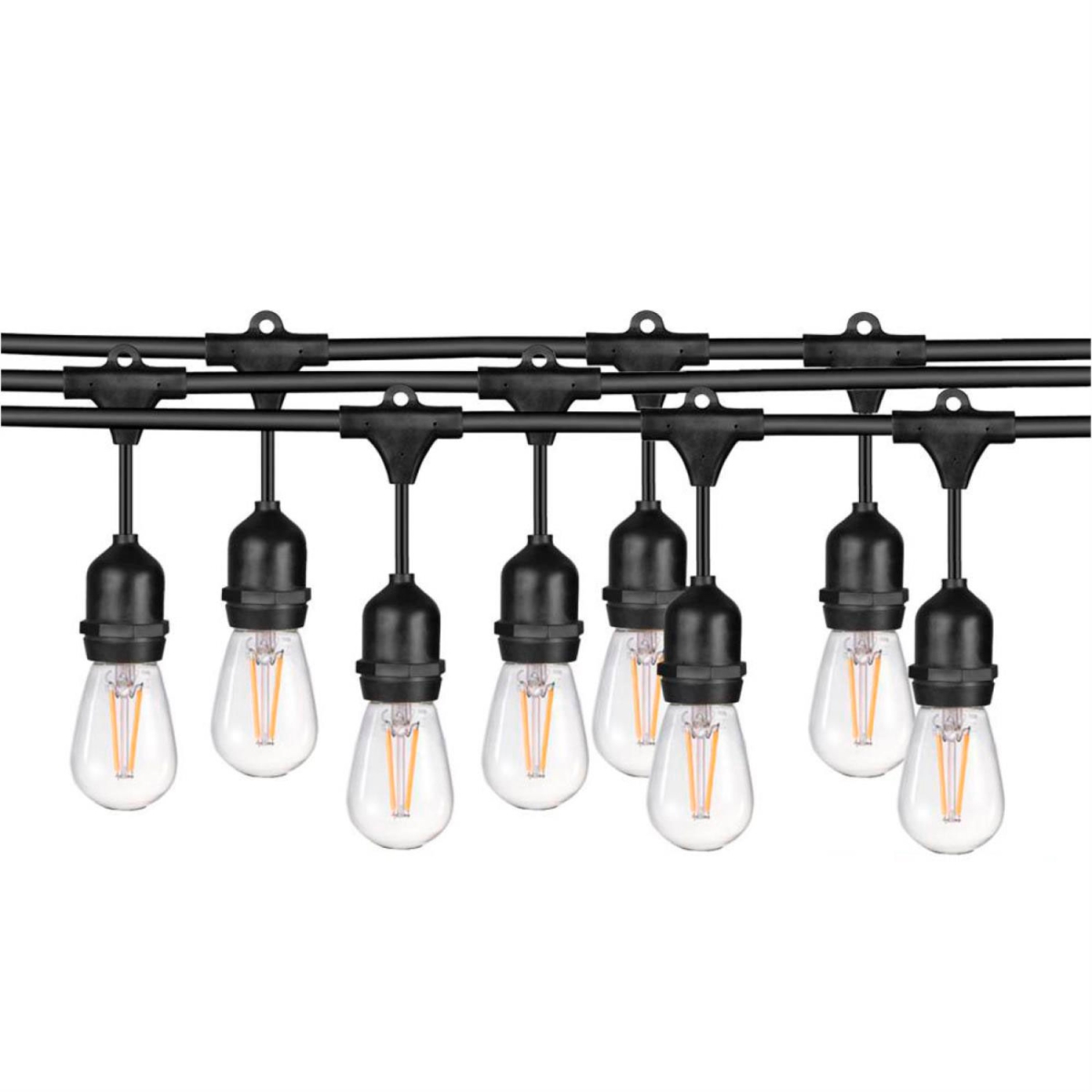 B3167200 Sunlite Commercial Grade String Light with LED Edison Bulbs - 18 SJTW - 1050 Lumens - Black - 24 ft. Cord