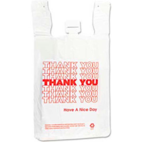 Picture of United Stationers Supply B1505516 Inteplast Group Printed Thank You T Shirt Bags - 12 x 7 x 3 in. - White - Pack of 500