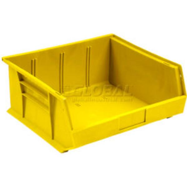 Global Industrial 4270809 Plastic Hang & Stack Bin, Yellow - 10.875 x 16.5 x 5 in.
