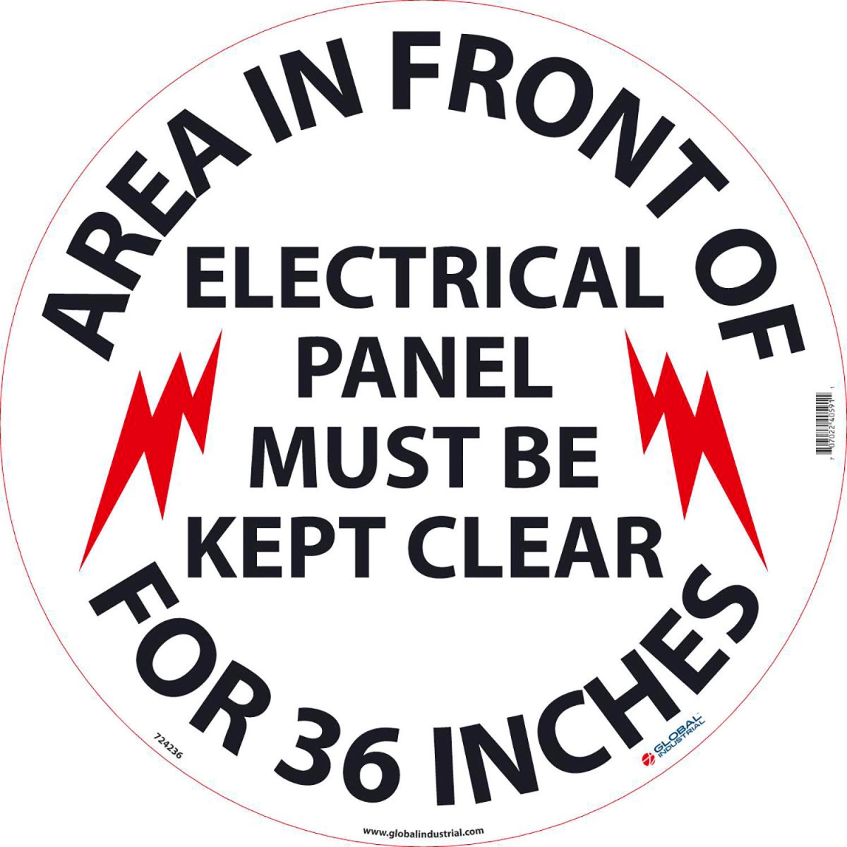 Global Industrial B2332476 Floor Sign Walk on Area in Front of Electrical Panel - 17 in.
