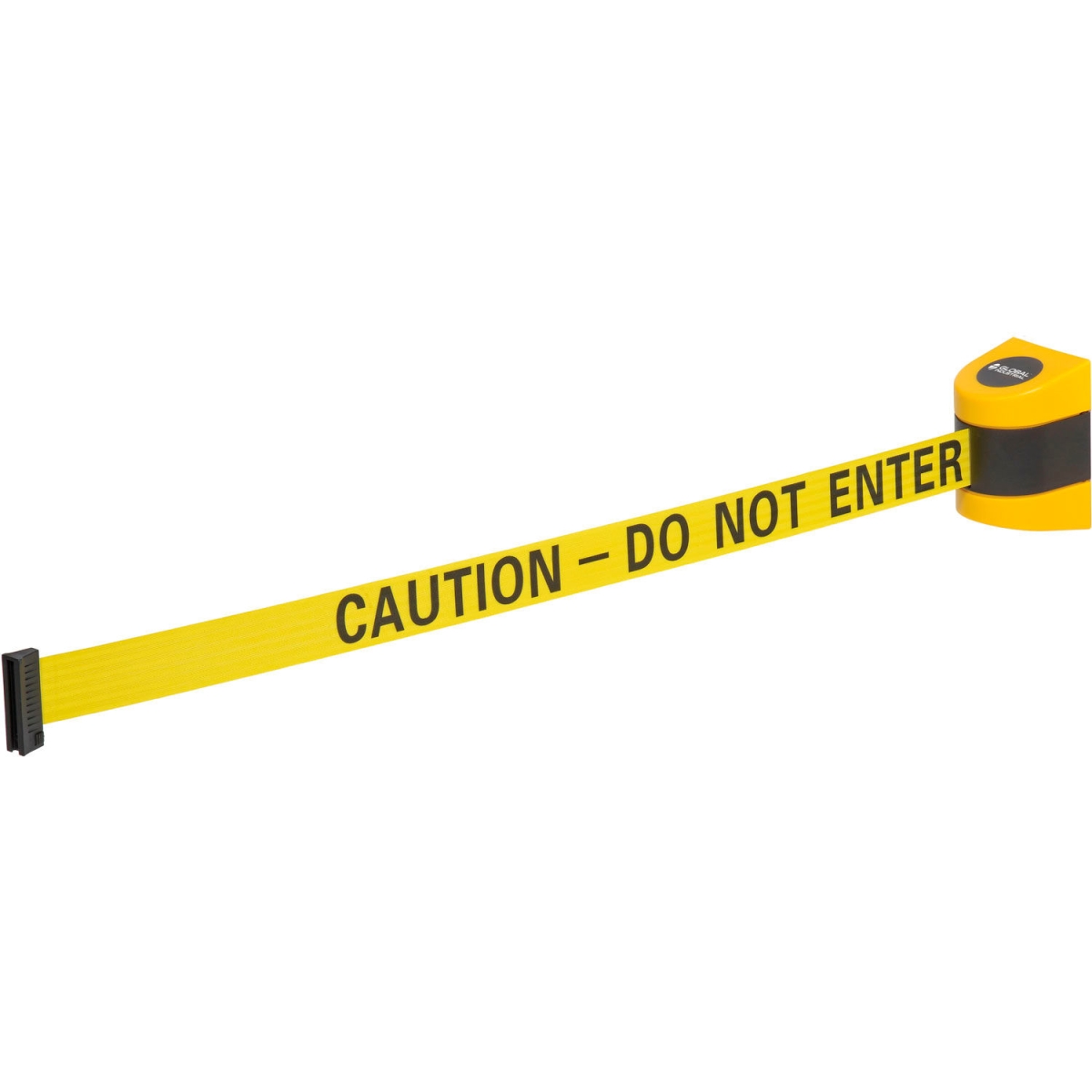 Global Industrial 708411YB Wall Mount Retractable Belt Barrier with 15 ft. Caution Belt - Yellow