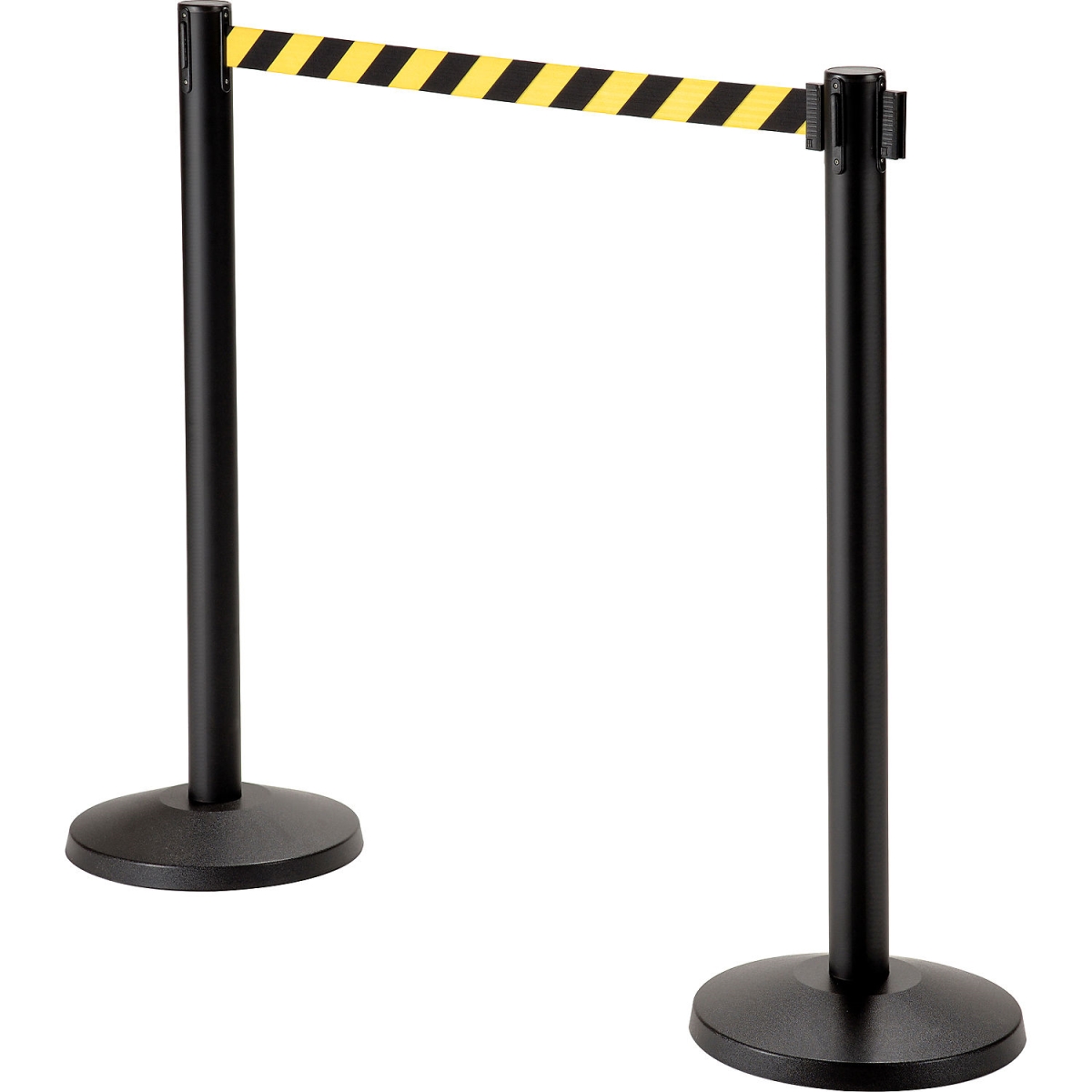 Global Industrial 708416YB Retractable Belt Barrier - 40 in. Black Post - 10 ft. Black & Yellow Belt