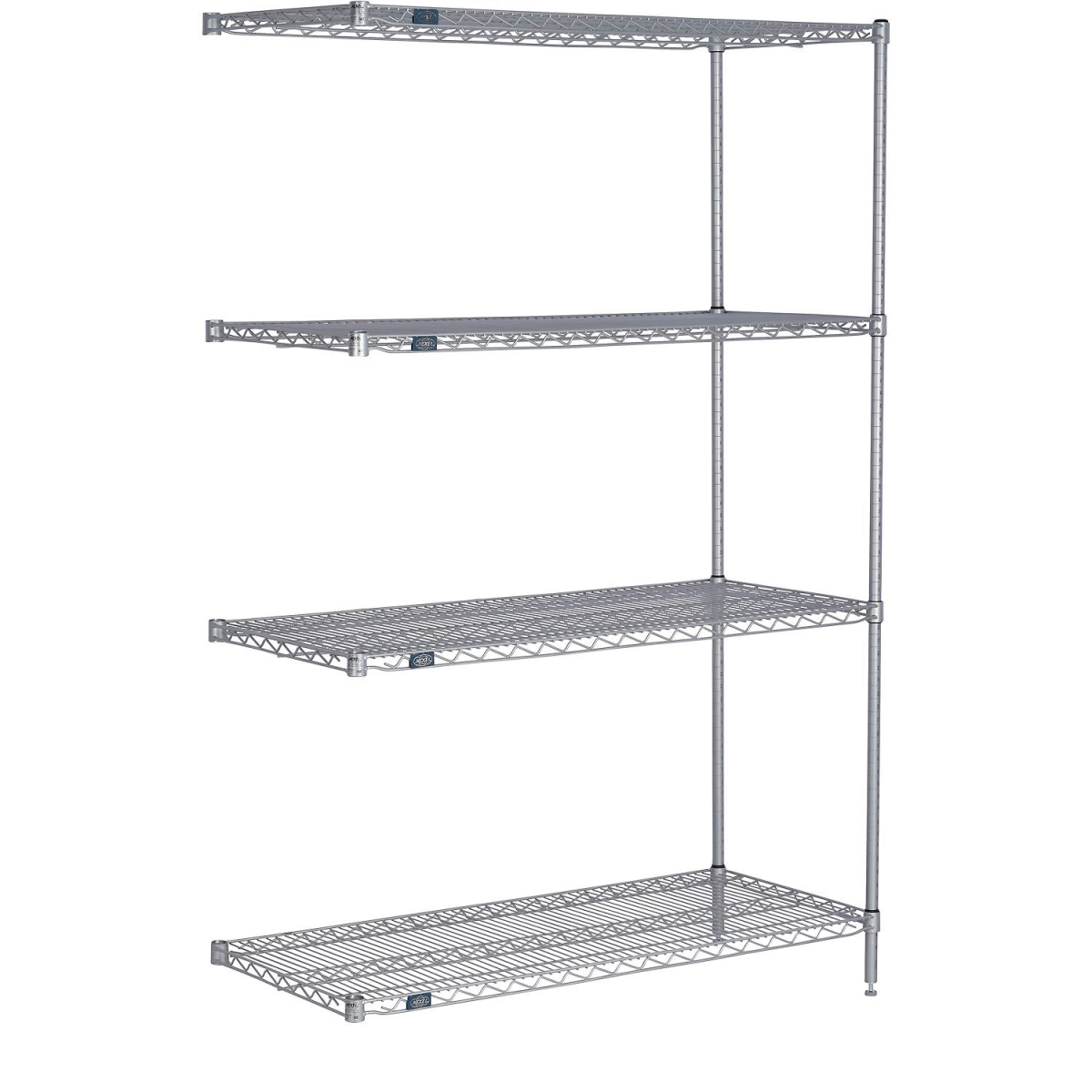 Global Industrial A24367EP Nexel 4 Shelf Nexelate Silver Epoxy Wire Shelving Unit Add On, Silver - 36 x 24 x 74 in.