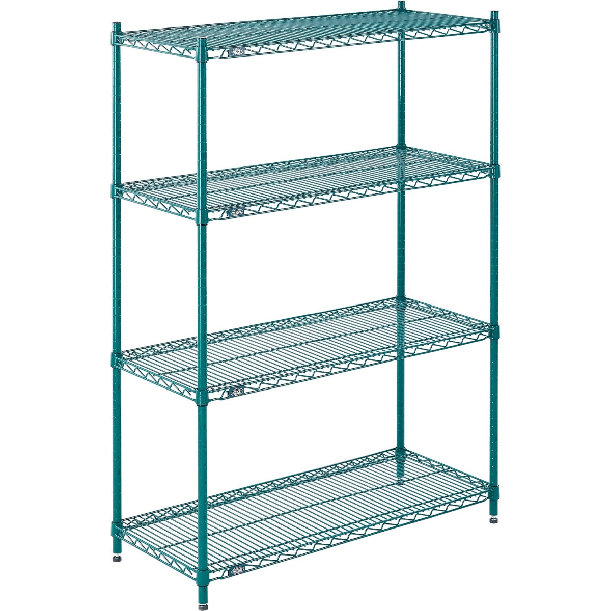 Global Industrial 14425G Nexel 4 Shelf Poly-Green Wire Shelving Unit Starter, Green - 42 x 14 x 54 in.