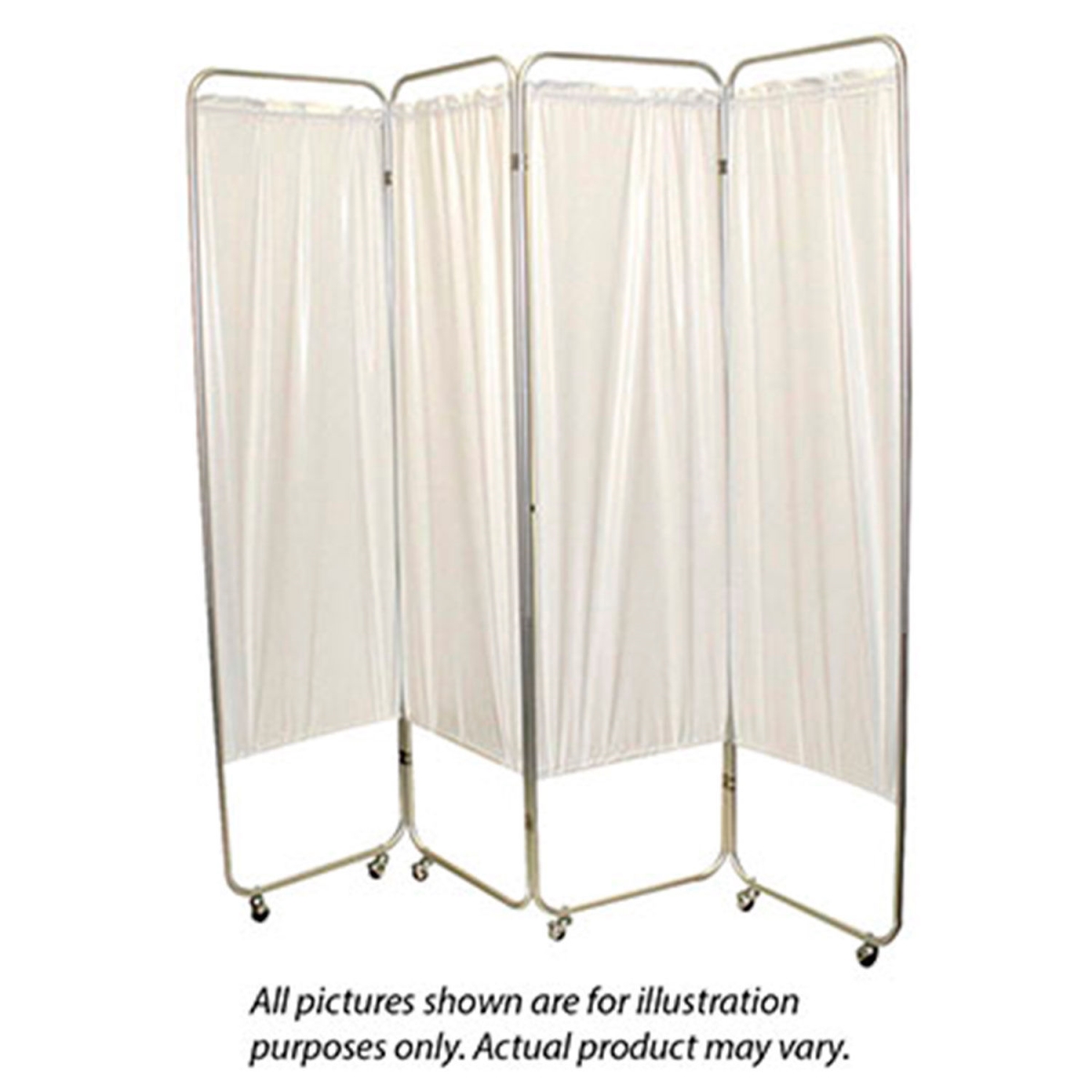 Picture of Fabrication B2221770 FEI Standard 4-Panel Privacy Screen with Casters - 6 Mil Vinyl Panels - 62 x 68 in. - White