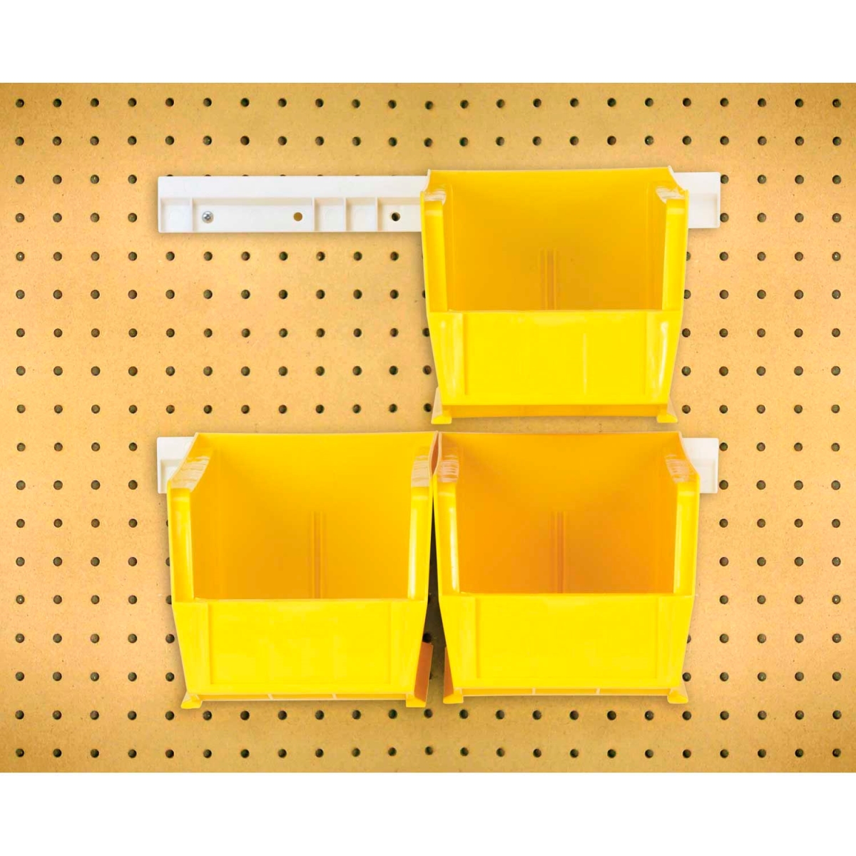 B1398867 Hang & Stack Bins with 2 Rails & 4 Bins - 10.875 x 5.5 x 5 in. - Yellow - Polypropylene
