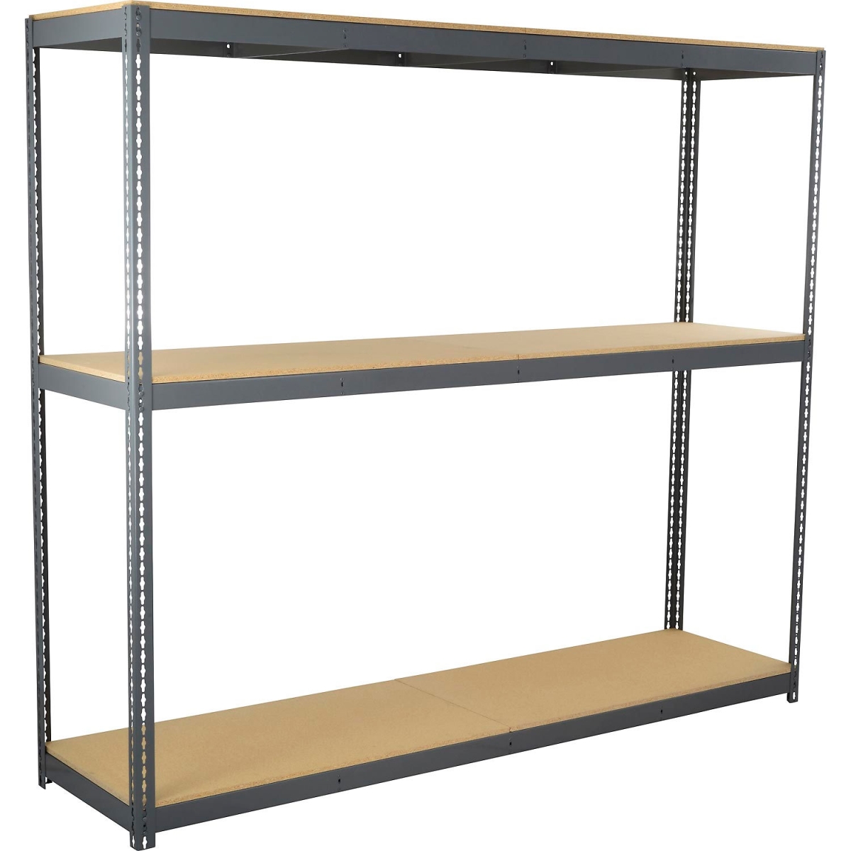 Global Industrial BD24968W3 3 Shelf Extra Heavy Duty Boltless Shelving Starter - Wood Deck - 96 x 24 x 84 in. - Gray