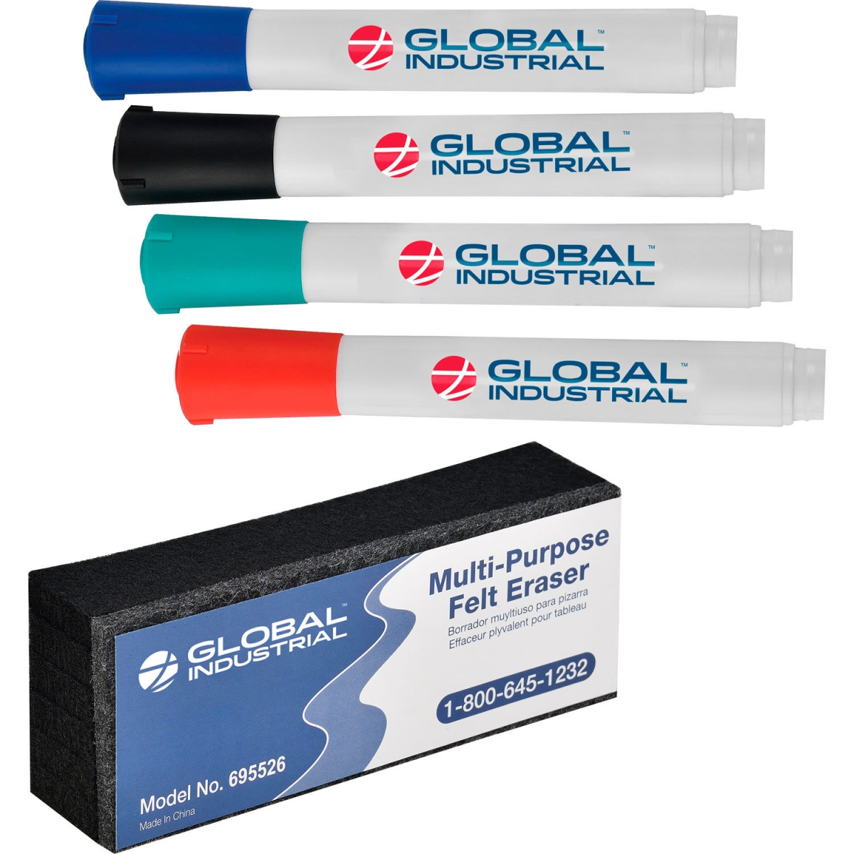 Global Industrial 695527K Dry Erase Marker & Eraser Kit - Assorted