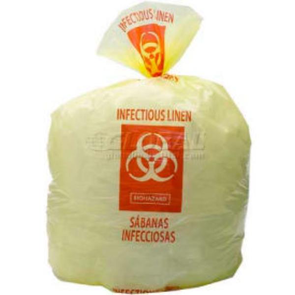 LK Packaging HD33YE Liner Bags for Biohazard Waste Cans - 43L x 31W, 0.55 mil HDPE, Yellow, Case of 250