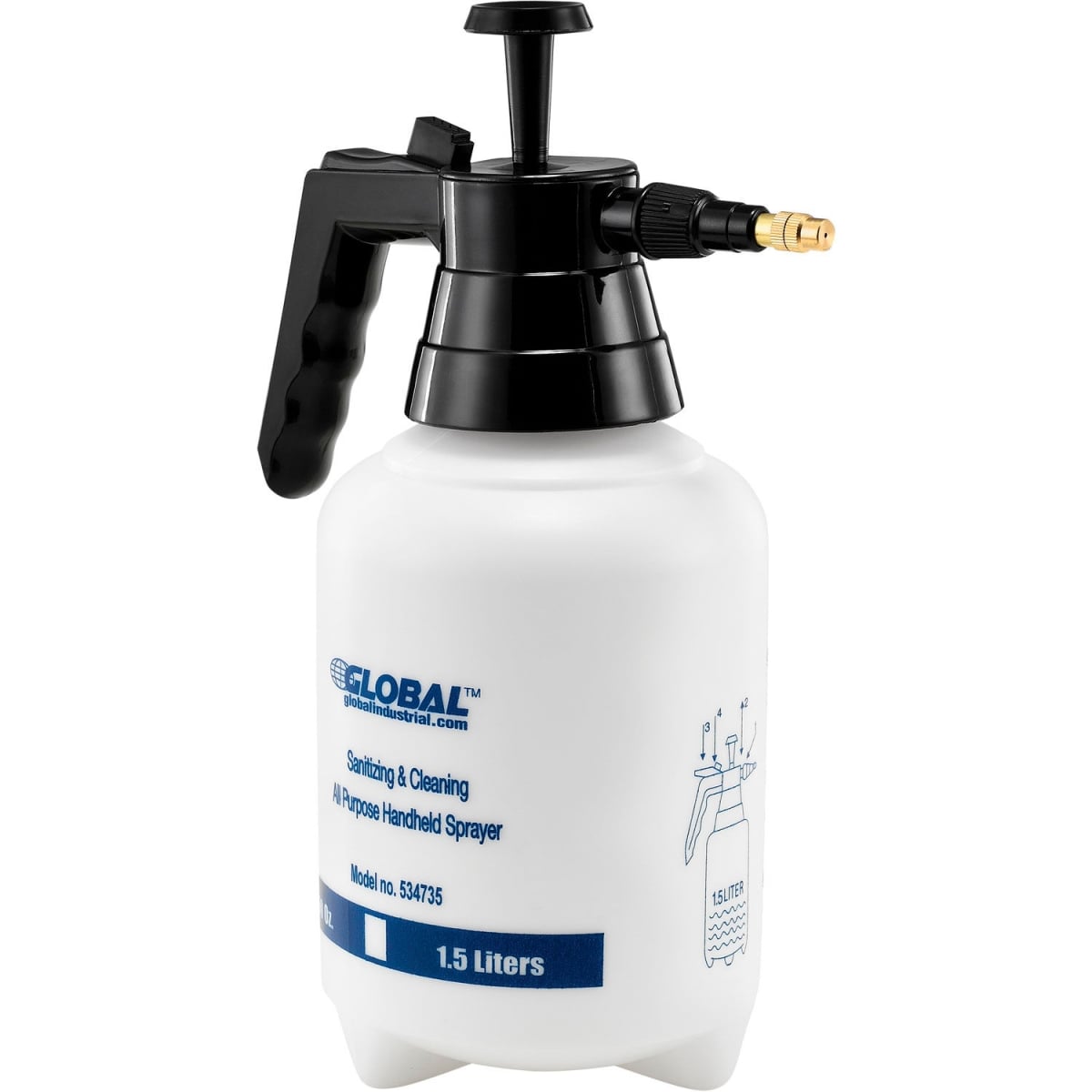 Global Industrial 534735 1.5 Liter Capacity Landscaping - Sanitizing & All Purpose Handheld Sprayer - Translucent White