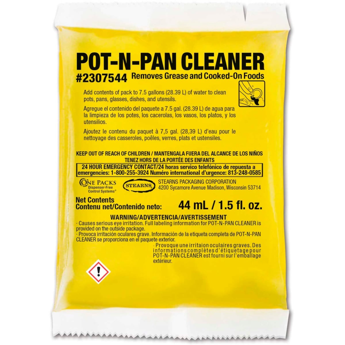 B2310702 2307544 Pot N Pan Cleaner - 1.5 oz - Yellow - 100 Packs per Case