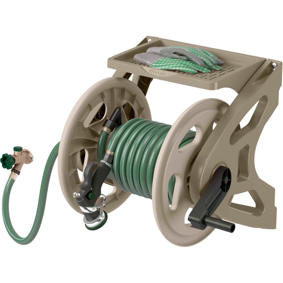 Hose Handler Wall-Mount Reel - Dark Taupe - Holds 200 ft of Hose - Durable Design