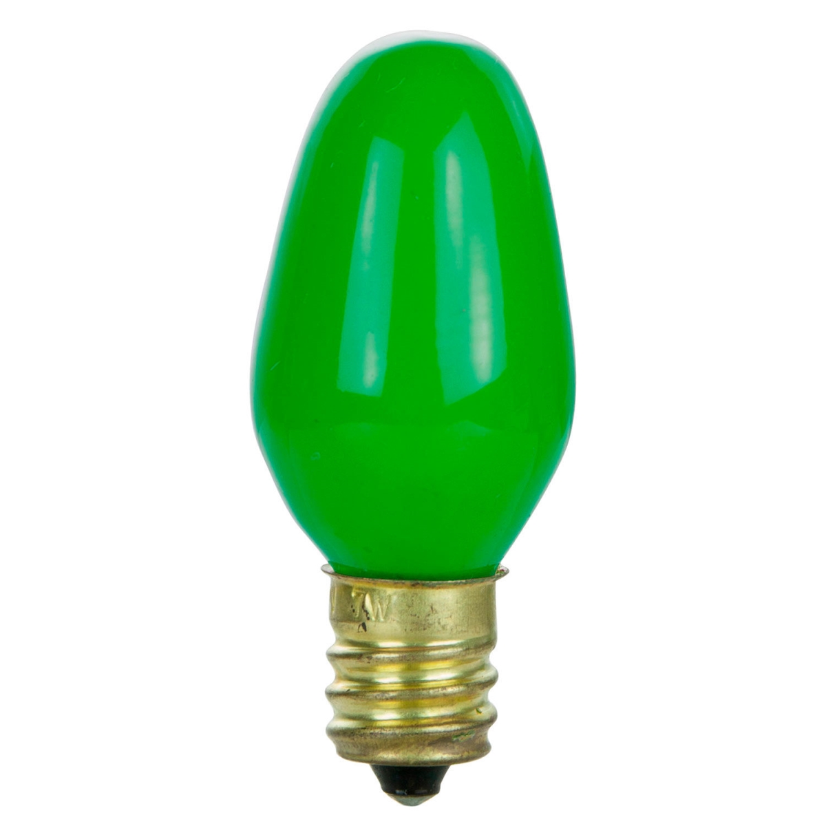 7C7 Incandescent Bulb, 7 Watt, Candelabra E12 Base, C7 Small Night Light, Colored Bulb, Green, 12PK