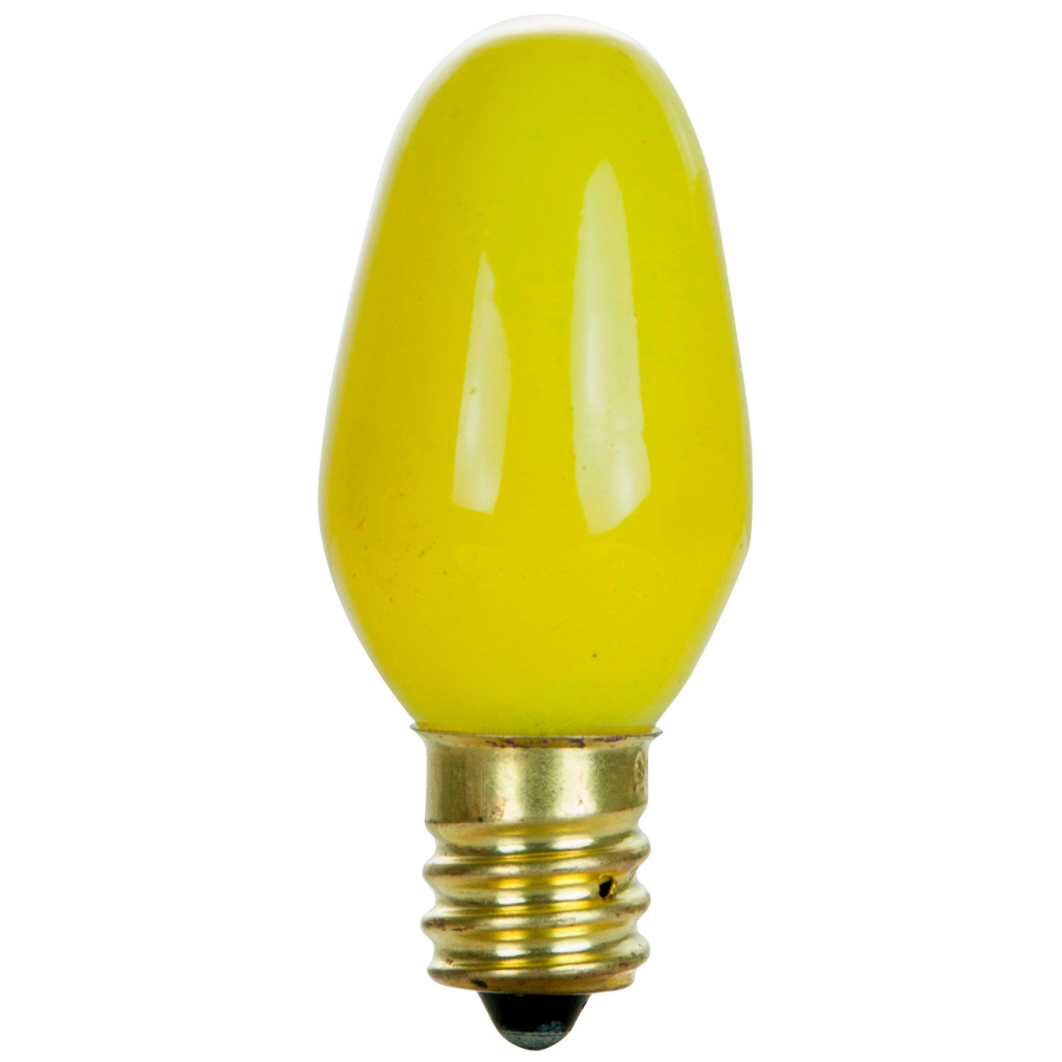 7C7 Incandescent Bulb, 7W, Candelabra E12 Base, C7 Small Night Light, Colored Bulb, Yellow, 12PK