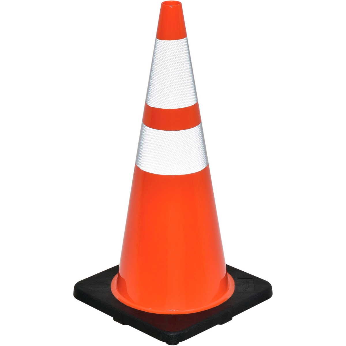 Global Industrial 708147 28 in. Traffic Cone - Reflective - Black Base - 7 lbs