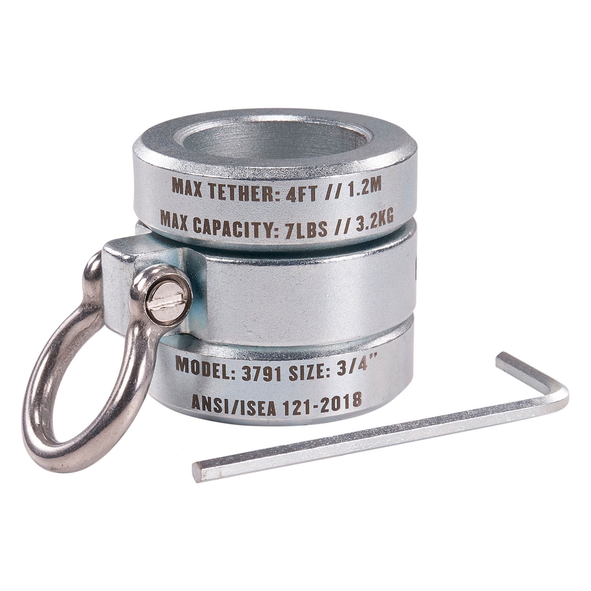 B3168692 0.75 in. Squids 3791 Connecting Bar Lock Collar with Tool Attachment Point - Silver - 7 lbs