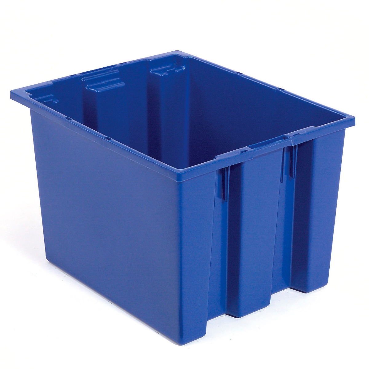 Global Industrial 5248918 Plastic Stack & Nest Storage Container No Lid - 23.5 x 15.5 x 12 in. - Blue