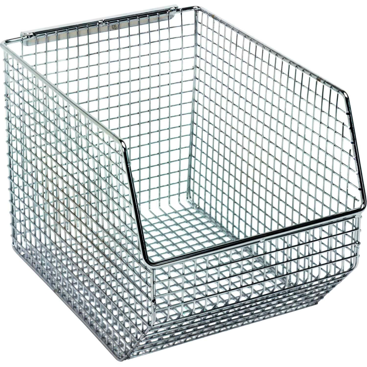 Wire Mesh Bin - Chrome - 10.5 x 8 x 7 in. - Stackable Design