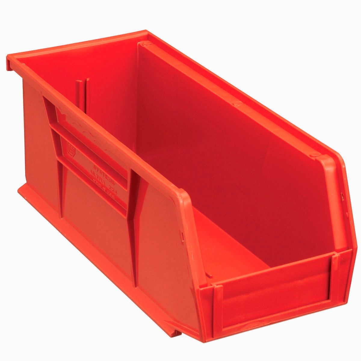 Global Industrial SB4104R Plastic Hang & Stack Bin, Red - 10.875 x 4.125 x 4 in.