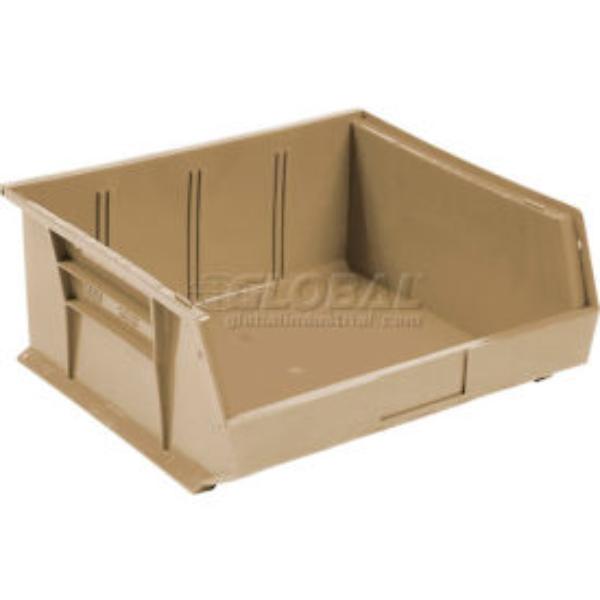 Global Industrial SB11105BG Plastic Hang & Stack Bin, Beige - 10.875 x 11 x 5 in.