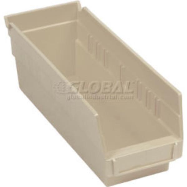 Global Industrial 184837BG Plastic Nesting Storage Shelf Bin - 4.125 x 11.625 x 4 in. - Beige