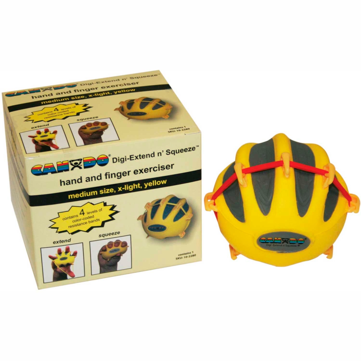 B2179155 CanDo Digi-Extend N Squeeze Exerciser - X-Light - Yellow - Medium
