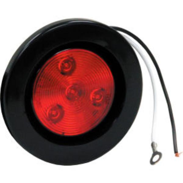 2.5" Red Round Clearance/Marker Light Kit w/ 4 LEDs (PL-10 Connection, Includes Grommet & Plug)