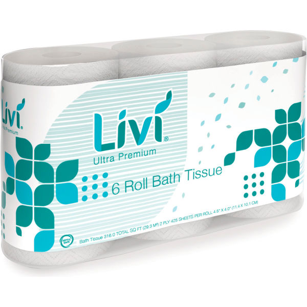 Picture of United Stationers Supply B3183171 Livi Ultra 2-Ply Premium Bath Tissue&#44; White - 425 Sheets per Roll - 36 Rolls per Case
