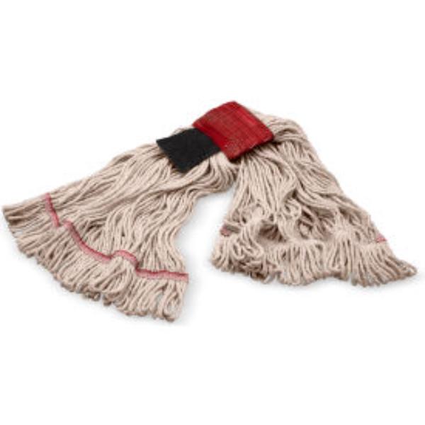 B3127969 Looped End Mop with Scrubber & Red Band, Natural - Large