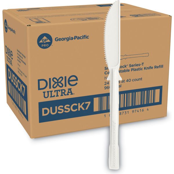 Picture of United Stationers Supply B3180346 Dixie Smart Stock Heavyweight Plastic Knives&#44; Natural - 40 per Pack - 24 Packs per Case