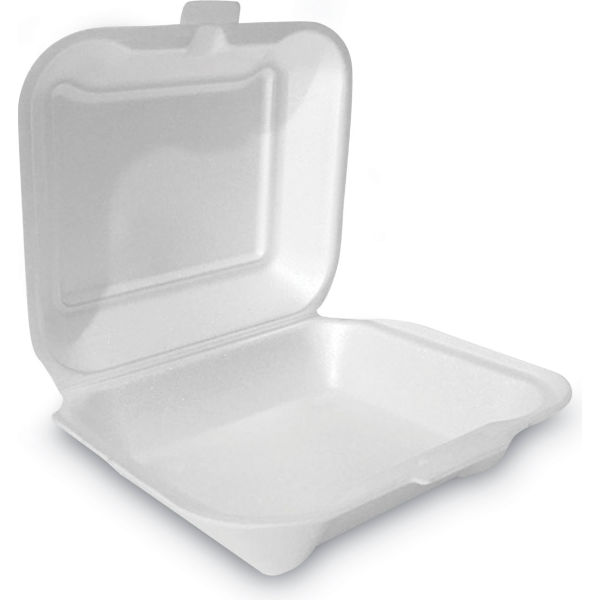 Picture of United Stationers Supply B3180912 Plastifar Hinged Secure One Tab Latch Lid Container, White - 100 per Sleeve - 2 Sleeves per Bag