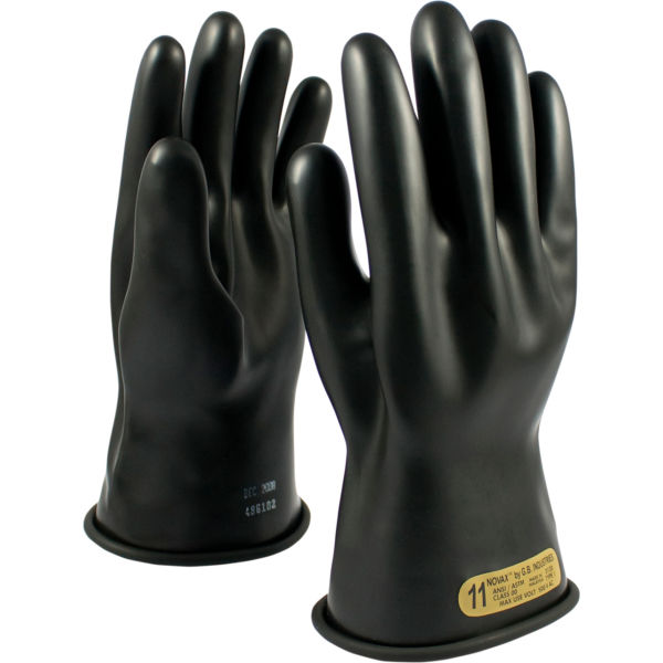 B677120 11 in. Electrical Rated Unlined Smooth Finish Beaded Class 00 Gloves, Black - Size 9