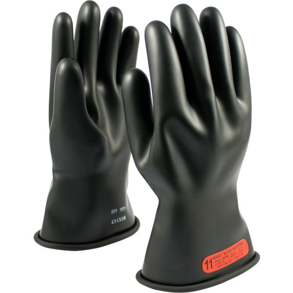B676383 11 in. Electrical Rated Unlined Smooth Finish Beaded Class 0 Gloves, Black - Size 9