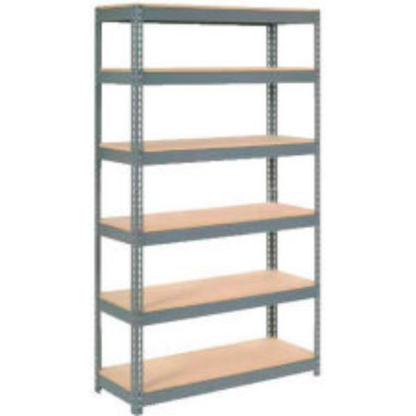 Heavy Duty 6-Shelf Boltless Shelving - Gray - 48 x 18 x 72 in. - Particleboard Decking
